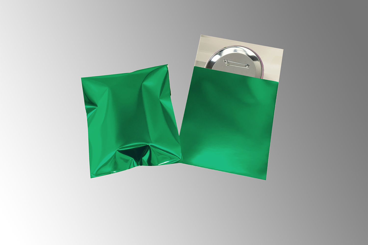 カラーアルミ蒸着のり付袋（グリーン）　AZGN-5　 (110×155mm) 100枚入り